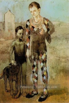 chien Tableau Peinture - Deux saltimbanques avec un chien 1905 cubiste Pablo Picasso